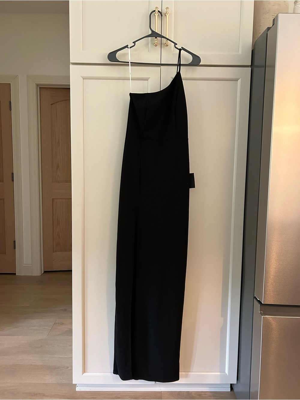 Lulu's One-Shoulder Black Evening Gown